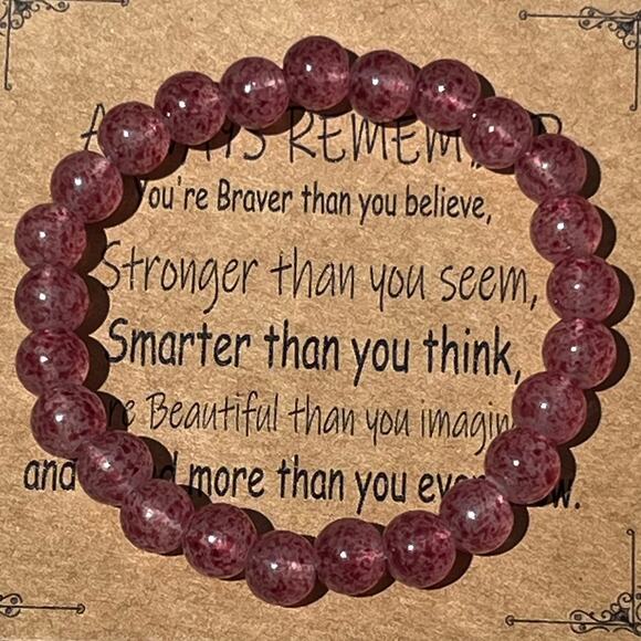 Stone Bracelet New Always Remember Positive Affirmation Stretches Gift Present - Picture 1 of 2